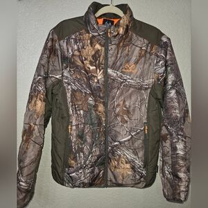 Mens Realtree Camouflage Jacket with Orange Accents